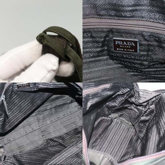 PRADA Hand Bag Nylon Khaki Silver - Picture 12 of 13